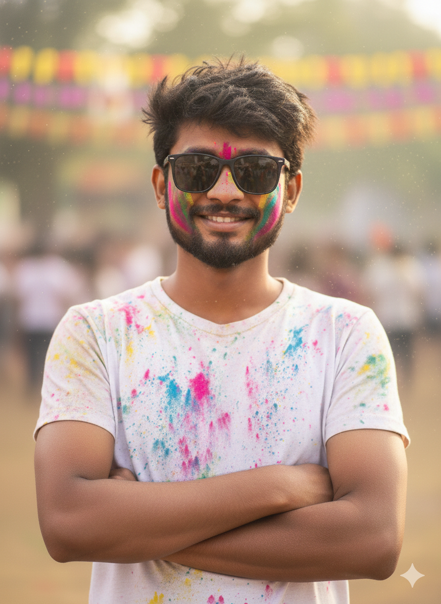 Holi Festival Ultra Realistic Identity Lock Portrait