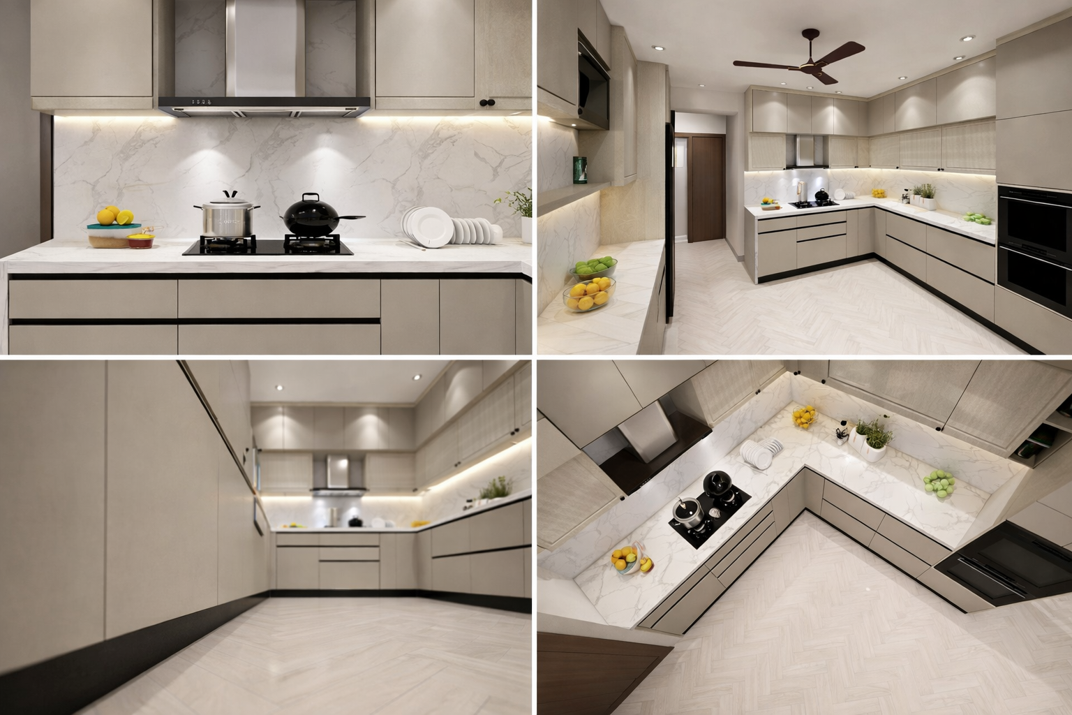 Multi-Angle Consistency Master Prompt: 4-View Architectural Kitchen Series